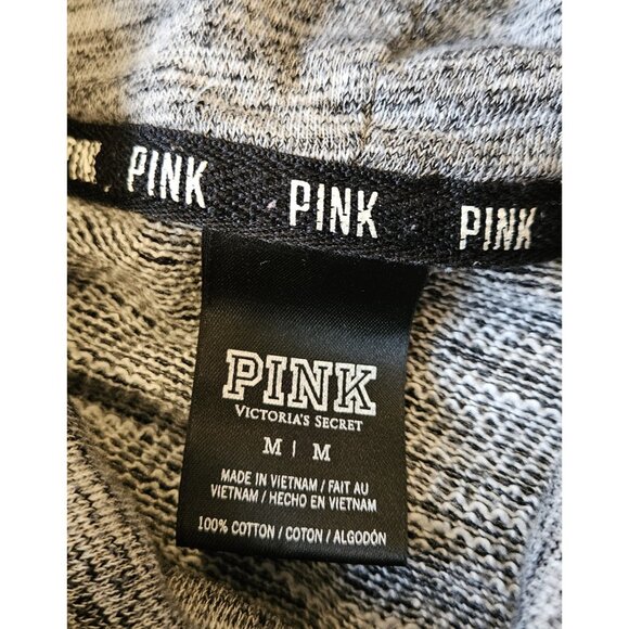 Pink Victorias Secret Spellout Gray Logo Pullover Cowl Neck Sweatshirt Size Med - Picture 5 of 9
